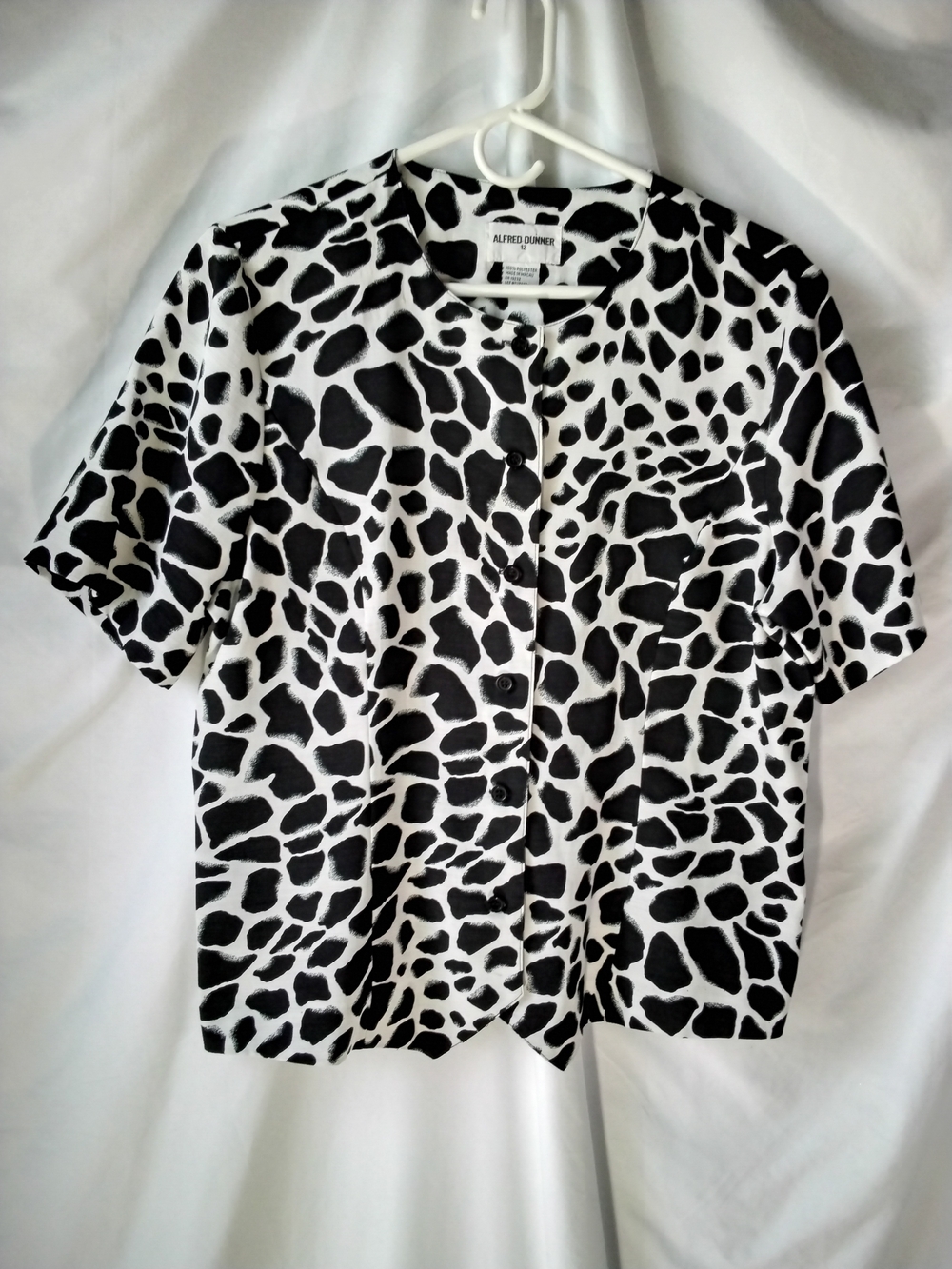 Alfred Dunner Black & White Short-Sleeve Animal Print Shirt